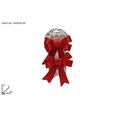 FIOCCHI SET 2PZ 14x17CM DEC GLITTER ROSS EAN 8053482100234 INGROSSO NASTRI NATALIZI PER ADDOBBO