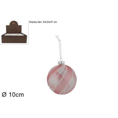 INGROSSO ARTICOLI NATALIZI PALLA VETRO 10CM C/FASCIA ONDULATA ROSA 8053482166834 INGROSSO ADDOBBI ALBERO NATALE