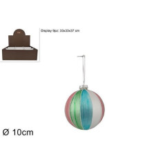 INGROSSO ARTICOLI NATALIZI PALLA VETRO 10CM FASCE MULTICOLOR 8053482166971 INGROSSO ADDOBBI ALBERO NATALE