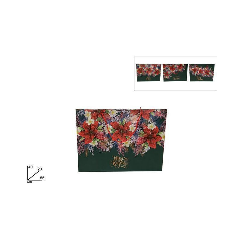 BUSTA REGALO STELLA DI NATALE 55X40X20 EAN 8053482201504 INGROSSO SACCHETTI E SHOPPER NATALIZI