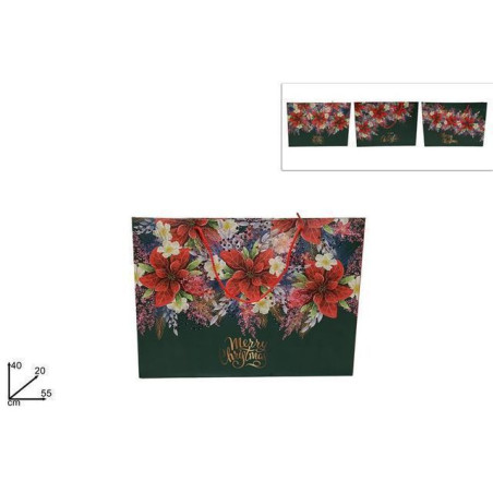 BUSTA REGALO STELLA DI NATALE 55X40X20 EAN 8053482201504 INGROSSO SACCHETTI E SHOPPER NATALIZI