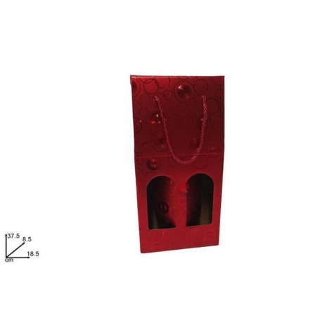 BOX PORTABOTTIGLIE 2 POSTI ROSSO EAN 8053482211428 INGROSSO SACCHETTI E SHOPPER NATALIZI
