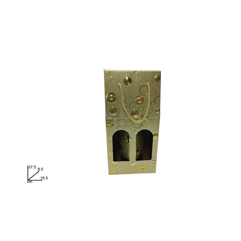 BOX PORTABOTTIGLIE 2 POSTI ORO R580-TB/G EAN 8053482211435 INGROSSO SACCHETTI E SHOPPER NATALIZI