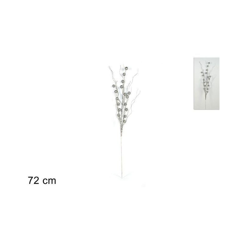 STELO 3 RAMI PALLINE SILVER EAN 8033113643170 INGROSSO FIORI FINTI NATALIZI