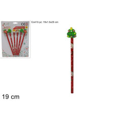 INGROSSO ARTICOLI NATALIZI MATITA C/GOMMA NATALIZIA SET 6PZ BLISTER 8033113728693 INGROSSO DECORAZIONI NATALIZIE