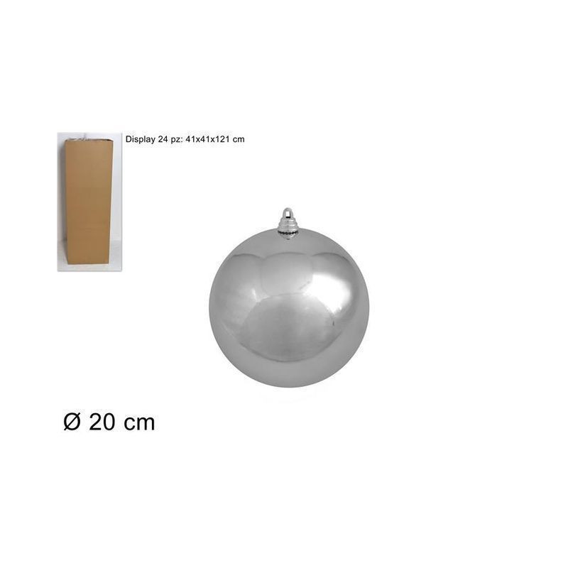 PALLA 20CM LUCIDA SILVER EAN 8033113917592 INGROSSO PALLINE DI NATALE E PUNTALI