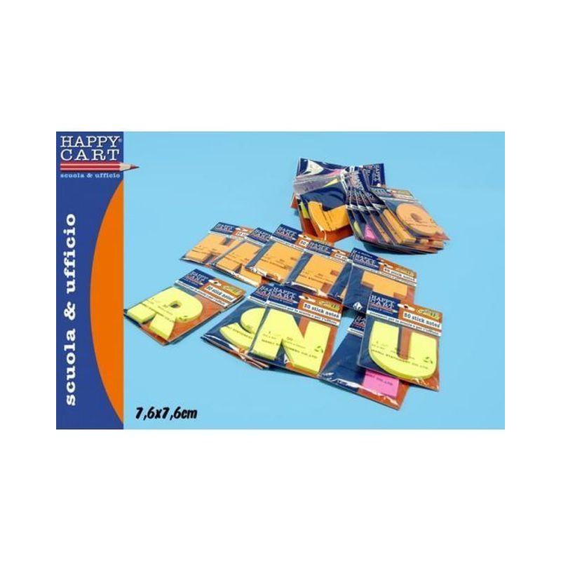 STICK NOTES LETT. 50 FOG. NEON EAN 8032732053124 INGROSSO ETICHETTE LABEL POSTIT