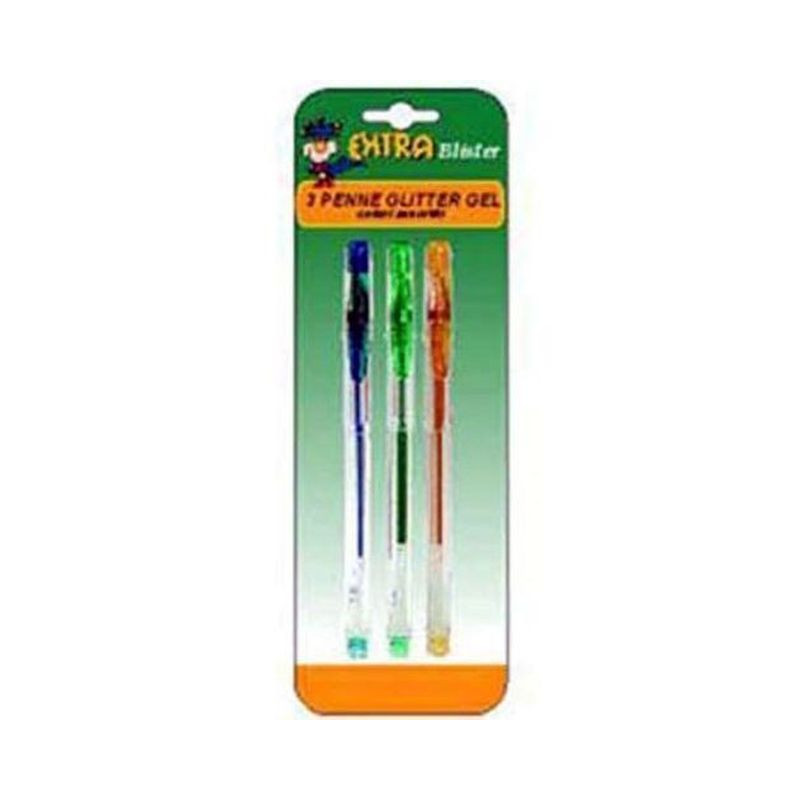 BL 3 PENNE GLITTER GEL COLORI ASS EAN 8015550023074 INGROSSO PENNE PER LA SCUOLA