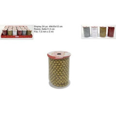 INGROSSO ARTICOLI NATALIZI ROTOLO FILO PERLE GLITT. 7.5MM*5MT 4COL. 8033113513893 INGROSSO ADDOBBI ALBERO NATALE