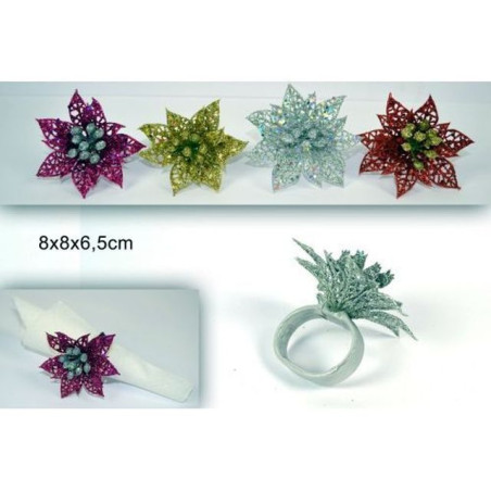 ANELLO PORTATOVAGLIOLO POINSETTA EAN 8033113210068 INGROSSO ACCESSORI ARREDO TAVOLA NATALIZIA