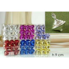 INGROSSO ARTICOLI NATALIZI SET 9 APPENDINI TROTTOLA LUCIDI 80mm. 8015361946005 INGROSSO ADDOBBI ALBERO NATALE