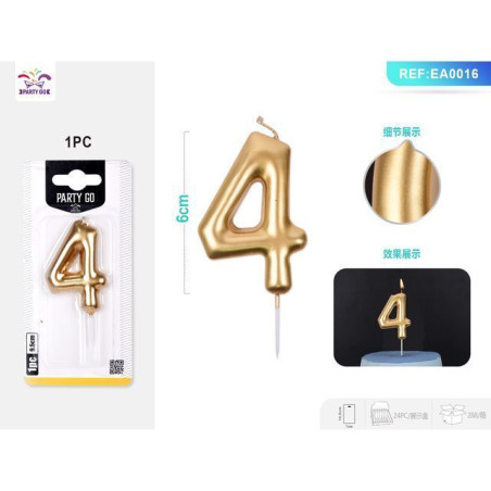 INGROSSO FESTA E PARTY CANDELE DI COMPLEANNO NUMERI 4 ORO 6CM 8058617573662 INGROSSO ARTICOLI PER FESTE