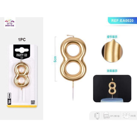 INGROSSO FESTA E PARTY CANDELE DI COMPLEANNO NUMERI 8 ORO 6CM 8058617573709 INGROSSO ARTICOLI PER FESTE