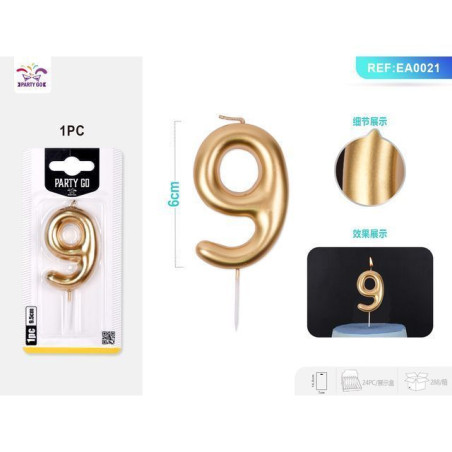 INGROSSO FESTA E PARTY CANDELE DI COMPLEANNO NUMERI 9 ORO 6CM 8058617573716 INGROSSO ARTICOLI PER FESTE