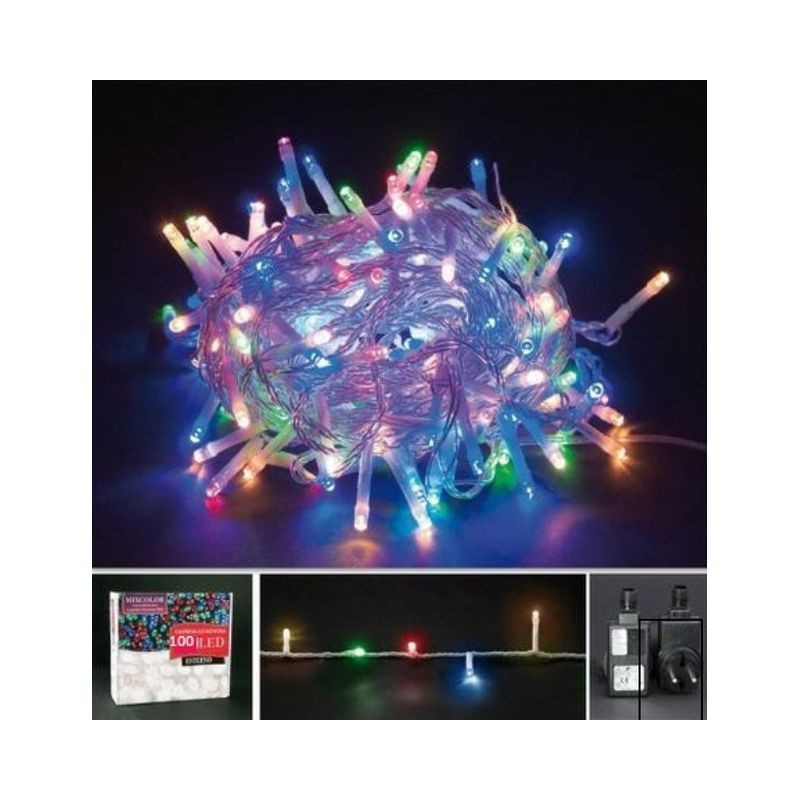 CATENA 100 LED 8F FILO TRASP MIXCOLOR ES EAN 8023650017084 INGROSSO LUCI NATALIZIE CATENA 100 LED 8F FILO TRASP MIXCOLOR ES EAN 8023650017084 INGROSSO LUCI NATALIZIE