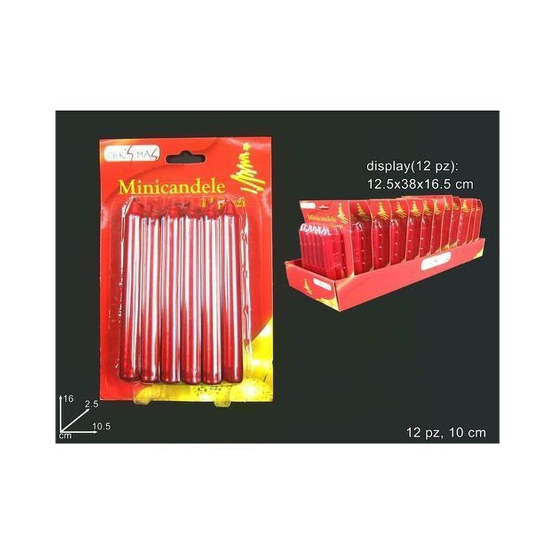 MINICANDELE 12PZ ROSSE EAN 8033113089732 INGROSSO CANDELE E LAMPADE NATALIZIE