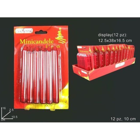 INGROSSO ARTICOLI NATALIZI MINICANDELE 12PZ ROSSE 8033113089732 INGROSSO ARTICOLI NATALE CANDELE E LAMPADE NATALIZIE