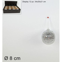 INGROSSO ARTICOLI NATALIZI PALLA VETRO SILVER 8 CM. 8033113585111 INGROSSO ADDOBBI ALBERO NATALE PALLINE DI NATALE E PUNTALI