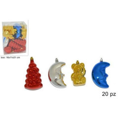 INGROSSO ARTICOLI NATALIZI APPENDINI NATALIZI 20PZ IN BOX PVC 4COL 8033113607073 INGROSSO ADDOBBI ALBERO NATALE
