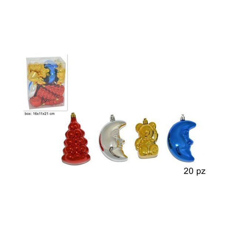 APPENDINI NATALIZI 20PZ IN BOX PVC 4COL EAN 8033113607073 INGROSSO PALLINE DI NATALE E PUNTALI