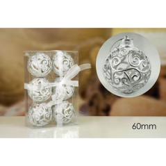 INGROSSO ARTICOLI NATALIZI SET 6 PALLE 60MM SILVER ANTICO 8015361031022 INGROSSO ADDOBBI ALBERO NATALE