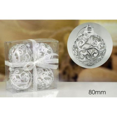 INGROSSO ARTICOLI NATALIZI SET 4 PALLE 80MM SILVER ANTICO 8015361031084 INGROSSO ADDOBBI ALBERO NATALE