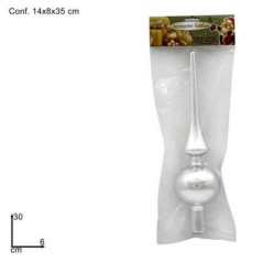 INGROSSO ARTICOLI NATALIZI PUNTALE PER ALBERO cm.30 SILVER 8033113207075 INGROSSO ADDOBBI ALBERO NATALE