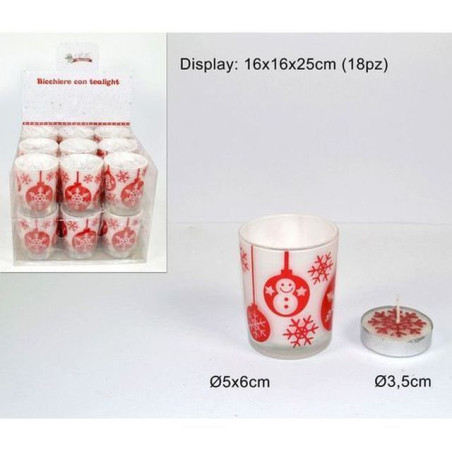 INGROSSO ARTICOLI NATALIZI BICCHIERE C/TEALIGHT NATALIZIO D.5X6CM TEALIGHT D.3.5CM 8033113396908 INGROSSO ARTICOLI NATALE