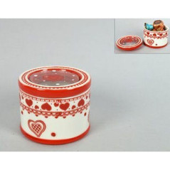 INGROSSO ARTICOLI NATALIZI COFANETTO TONDO C/CUORI 6X8X8CM 8033113730139 INGROSSO DECORAZIONI NATALIZIE
