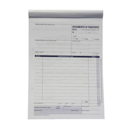 DOCUMENTO DI TRASPORTO 3 COPIE 15X21,5 EAN 8033593013395 INGROSSO MODULI E SCHEDE
