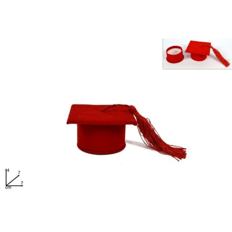 SCATOLA CAPPELLO LAUREA ROSSO 7X7X4CM EAN 8034048362037 INGROSSO ACCESSORI PARTY