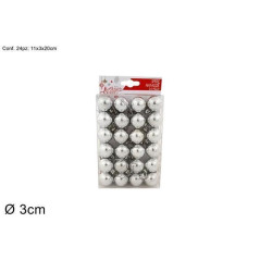 INGROSSO ARTICOLI NATALIZI CONF. 24 PALLINE cm.3 SILVER 8033113099106 INGROSSO ADDOBBI ALBERO NATALE