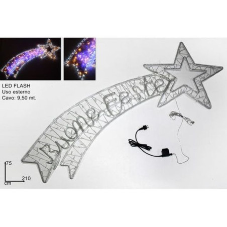 STELLA COMETA LUMINOSA CON SCRITTA BUONE EAN 8033113601521 INGROSSO LUCI NATALIZIE
