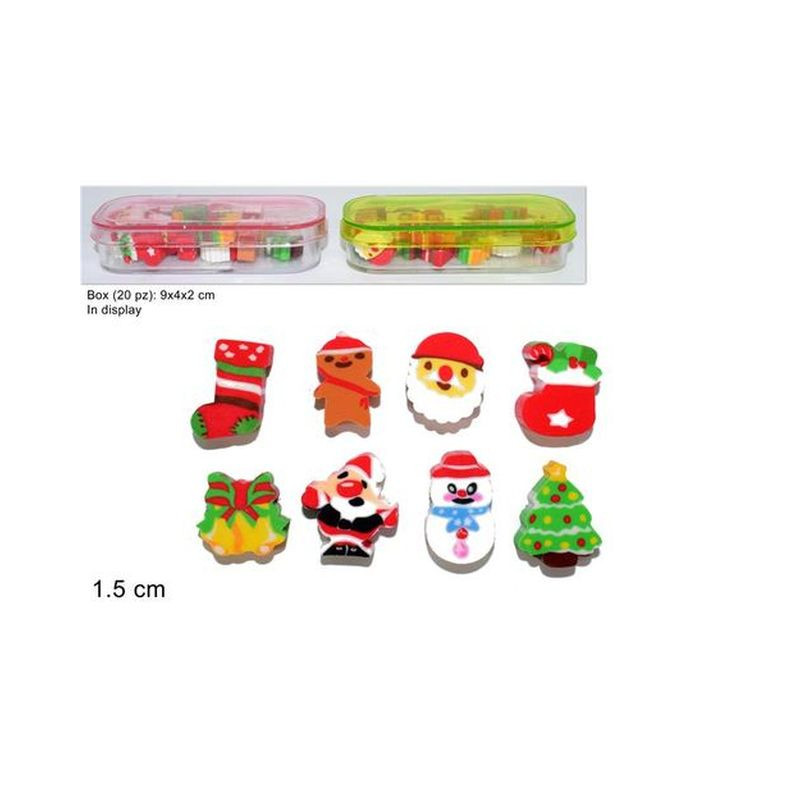 GOMME SOGGETTI NATALIZI IN SCATOLA 1.5CM EAN 8033113550331 INGROSSO OGGETTISTICA NATALIZIA