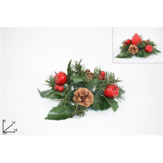 INGROSSO ARTICOLI NATALIZI GIROCANDELA C/PIGNA E FRUTTO ROSSO 18X18X8CM 8033113663543 INGROSSO ACCESSORI NATALIZI PER LA TAVOLA