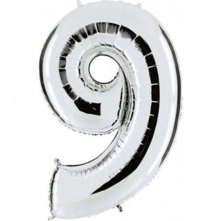 INGROSSO PALLONCINI PALLONCINO MYLAR 102CM N.9 ARGENTO 8020834424799 INGROSSO ARTICOLI PER FESTE PALLONCINI COMPLEANNO