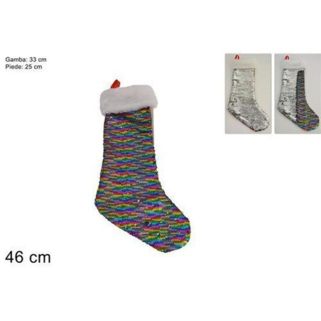INGROSSO ARTICOLI NATALIZI CALZA PAILLETTES MULTICOLOR ART.SJ003 8033113872099 INGROSSO ARTICOLI NATALE