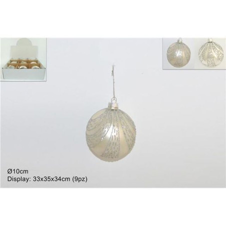 PALLA VETRO 10CM LUCIDA/OPACA SILV C/GLI EAN 8033113897139 INGROSSO PALLINE DI NATALE E PUNTALI