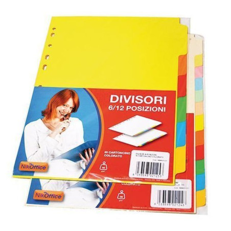 INGROSSO CARTOLERIA DIVISORI IN CARTONCINO 12PZ. 65MM COL.AS 8033593021246 INGROSSO RACCOGLITORI RICAMBI BUSTE TRASPARENTI