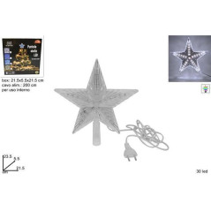 INGROSSO PUNTALE STELLA 30LED GIOCO LUCI BIANCO 8033113452864 INGROSSO ARTICOLI NATALE PALLINE DI NATALE E PUNTALI