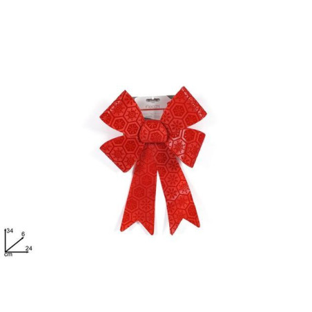FIOCCO CM. 34X24 FLOCCATO ROSSO EAN 8033113908682 INGROSSO NASTRI NATALIZI PER ADDOBBO