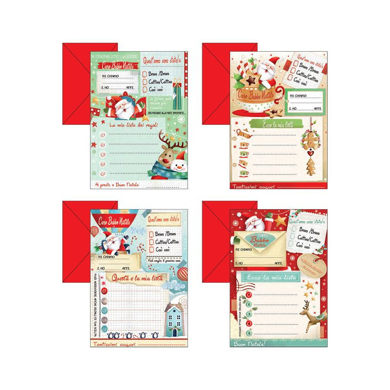 LETTERINA CON LISTA REGALI 4SOG ASS EAN 8009162367305 INGROSSO BIGLIETTI NATALIZI