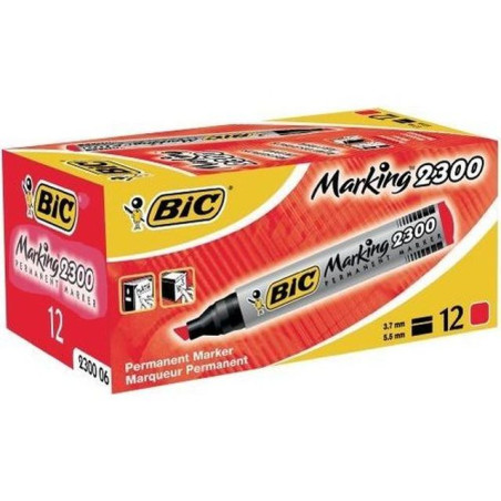 INGROSSO CARTOLERIA BIC MARKER 2300 PUNTA SCALPELLO ROSSO 3086122300034 INGROSSO PENNE REFIL MARCATORI EVIDENZIATORI