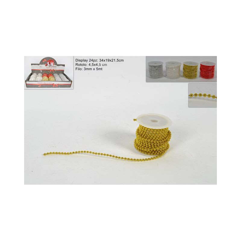 ROTOLO FILO PERLINE MT.5 DISPLAY 4COL AS EAN 8033113633713 INGROSSO GHIRLANDE NATALIZIE ROTOLO FILO PERLINE MT.5 DISPLAY 4COL AS EAN 8033113633713 INGROSSO GHIRLANDE NATALIZIE