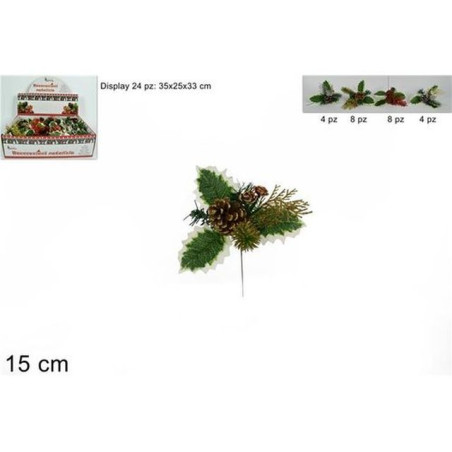 INGROSSO ARTICOLI NATALIZI SPILLONE C/ROSE/PIGNE GLITTER DISPL 24PZ 4COL.SM115-X1717G-18S-19R-20W 8033113660764 INGROSSO DECORAZ