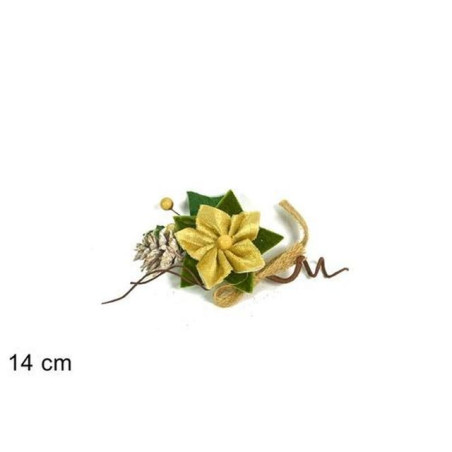 INGROSSO ARTICOLI NATALIZI RAMO FIORE NATALIZIO 14CM ORO 8033113767784 INGROSSO DECORAZIONI NATALIZIE
