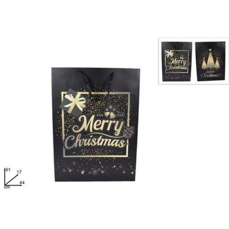 BUSTA REGALO 44X61X17 NERA DEC.MERRY CHR EAN 8053482022727 INGROSSO SACCHETTI E SHOPPER NATALIZI