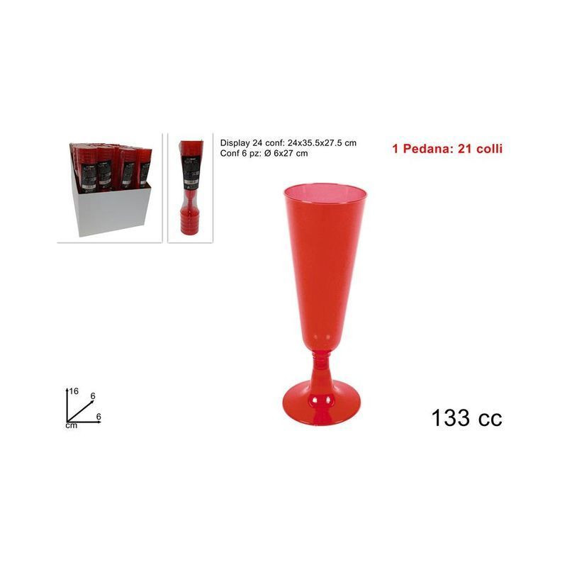 FLUTE PLASTICA 133CC 6PZ ROSSO EAN 8034048407547 INGROSSO BICCHIERI NATALIZI FLUTE PLASTICA 133CC 6PZ ROSSO EAN 8034048407547 INGROSSO BICCHIERI NATALIZI