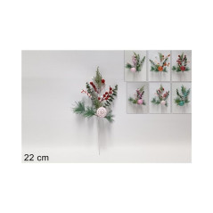 INGROSSO RAMO PALLINA C/ BACCHE 6 COL. 48 CM 8053482173672 INGROSSO DECORAZIONI NATALIZIE FIORI FINTI NATALIZI