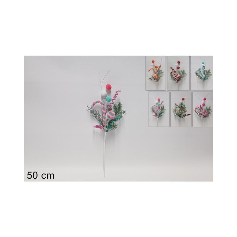 STELO CANDITO PALLINA 6 COL. 50 CM EAN 8053482173788 INGROSSO FIORI FINTI NATALIZI
